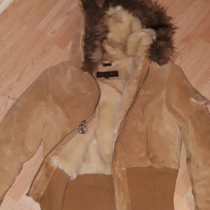Authentic Baby phat tan suede/leather bomber